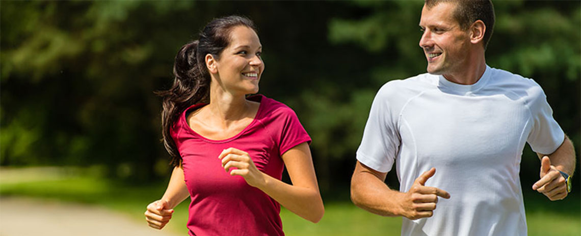 Couple jogging together to get healthy in San Ramon